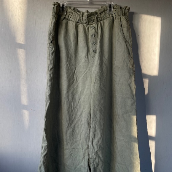 Anthropology Cloth & Stone Light Green High Waisted Baggy Pant - Picture 1 of 2